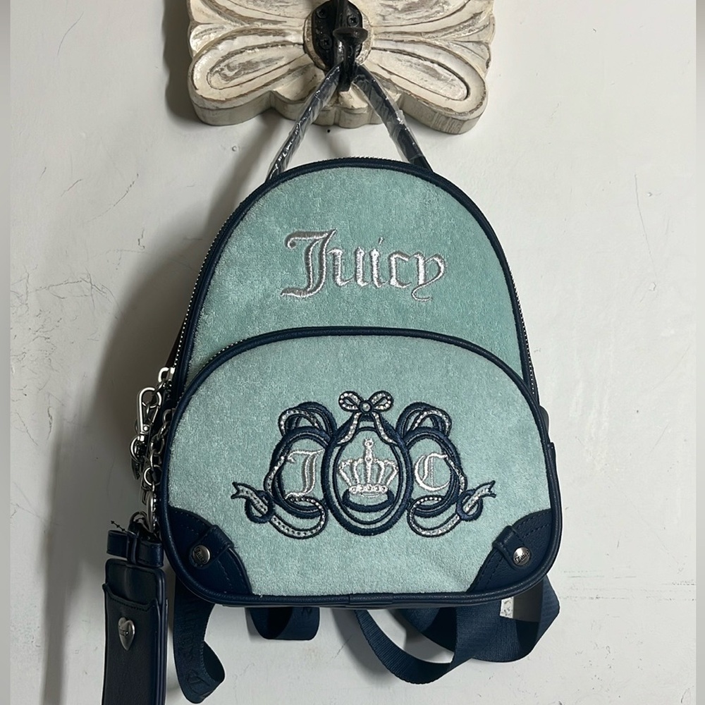 Juicy Couture NEW Heritage Mini Backpack Pastel Turquoise & Card Case